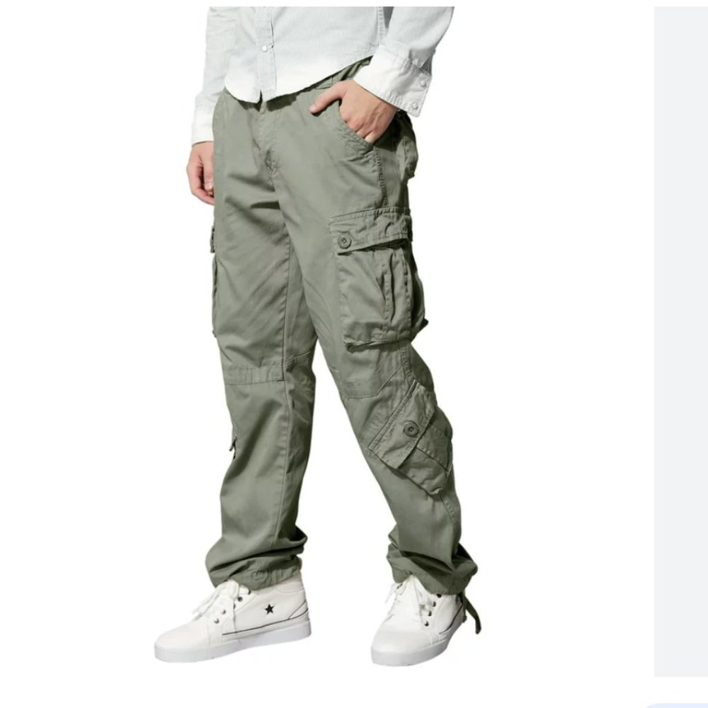 Matchstick Men's Retro Relaxed Plus Size Cargo Pants with Multi Pockets